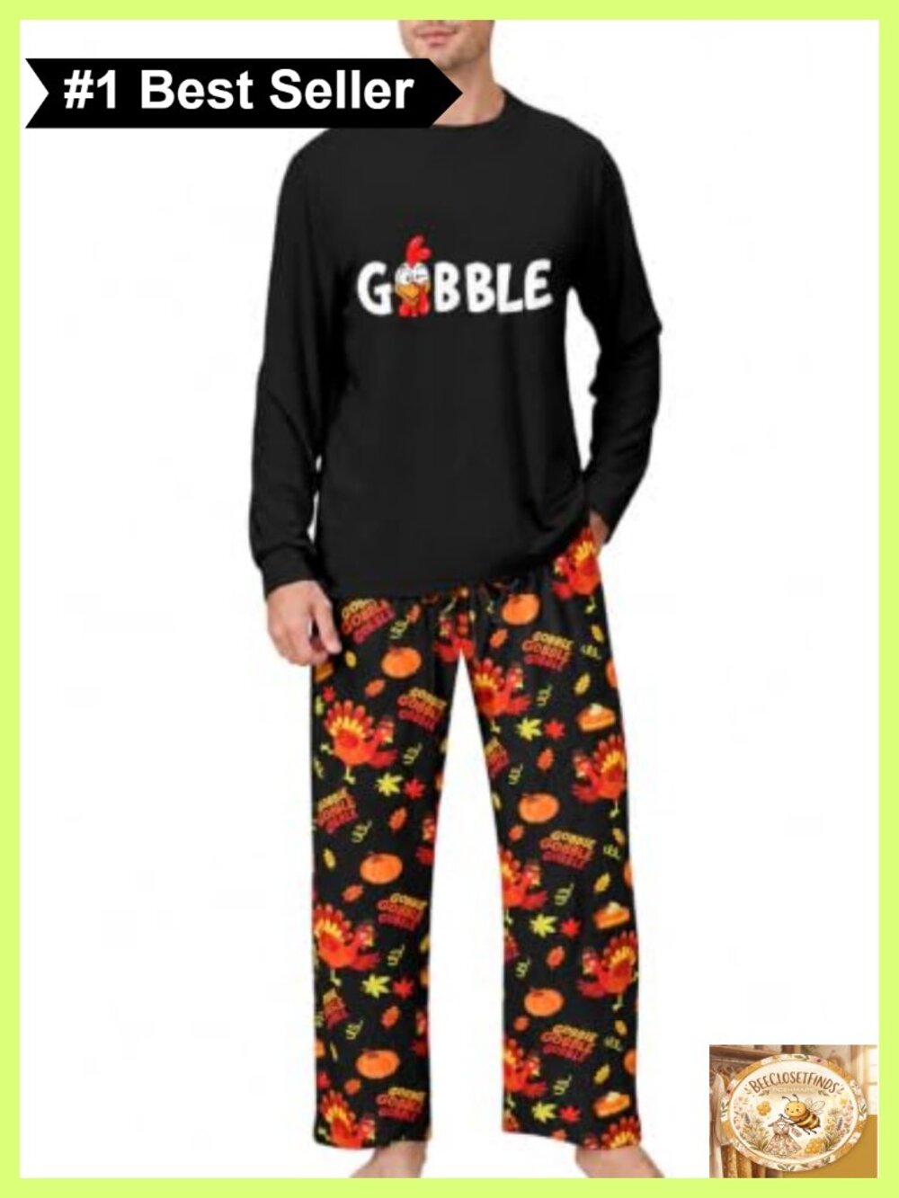 Men's Christmas Pajama Set Long Sleeve Sleepwear 2-Piece Holiday PJs